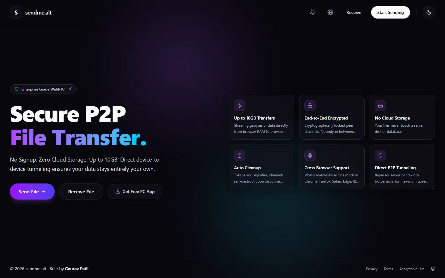 Send2Me — Secure P2P File Transfer preview screenshot 2
